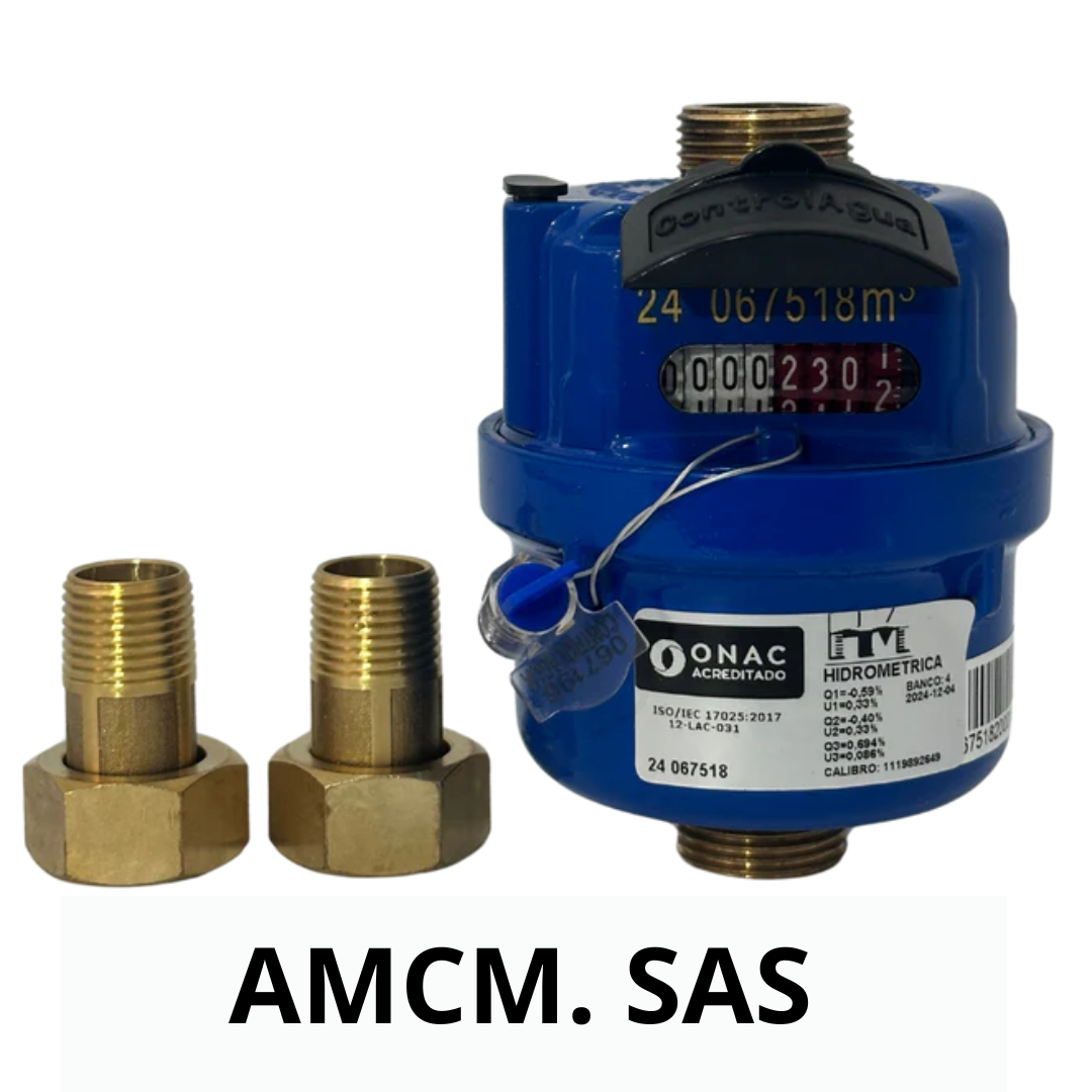 Medidor De Agua Tipo Volumetrico R200 De 1/2" Cuerpo En Bronce Calibrado