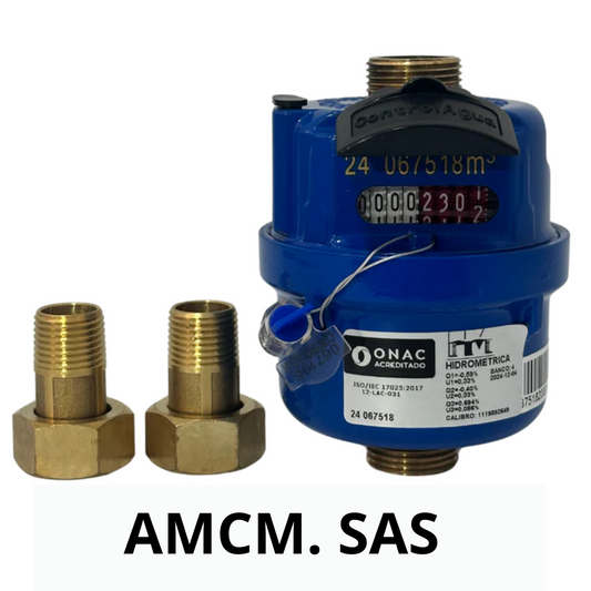 Medidor De Agua Tipo Volumetrico R200 De 1/2" Cuerpo En Bronce Calibrado